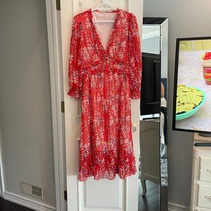 Women's Boho V Neck Ruffle Dress